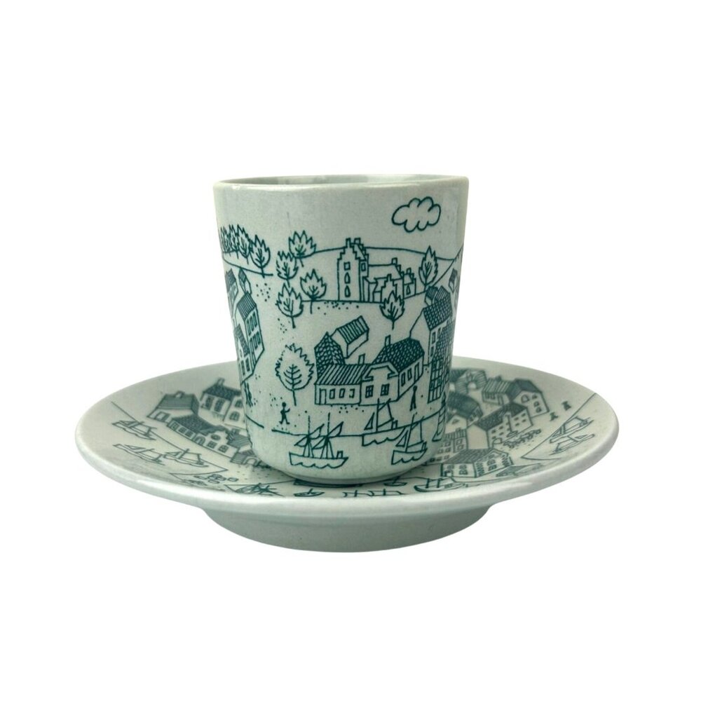 Nymolle Art Faience Hoyrup Made in Denmark Small Cup & Saucer Blue Limited Ed